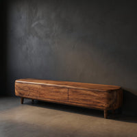 Contemporary Wood Tv Stand With Multi Tiered Shelves For Living, view 2