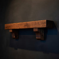 Solid Wood Floating Fireplace Mantel Rustic Shelf Cozy Cabin Living Room, view 2
