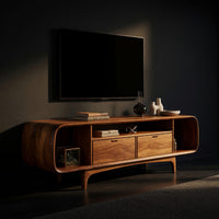 One Long Curve Along the Wall: A Walnut Media Console, view 2