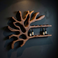 Solid Wood Wine Rack Industrial Wall Entryway Beverage Arrangement Unit, view 2