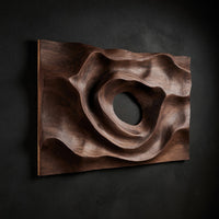Hand Carved Dune Ridge Walnut Wall Art Relief Panel, view 2 — view 2