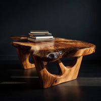 Hollow-Carved Pedestals Under a Free-Form Coffee Table, view 2