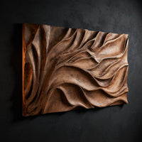One Teak Slab Carved Into Drifting Leaves, Wall Panel, view 2 — view 2