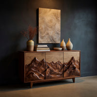 Solid Wood Sideboard With Mountain Relief Home, view 2