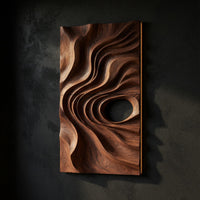 Deepcurrent Walnut Wall Art in Two Carved Panels, view 2 — view 2