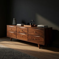 Six-Drawer Media Console in Walnut, Made to Order, view 2