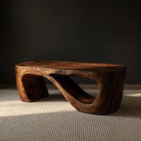 Hand-Shaped Ribbon Base Coffee Table in Solid Wood, view 2