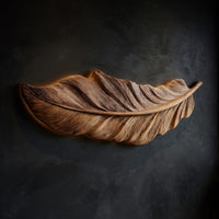 Hand-Carved Feather Relief, Barb by Barb in Solid Wood, view 2 — view 2