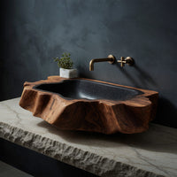 Solid Wood Sink Vanity Handcrafted Wall Mounted Bathroom Natural, view 2