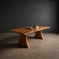 Mid Century Thick Top Dining Table For Contemporary Dining, view 2
