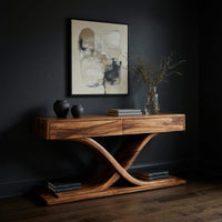 Two-Drawer Console Table with a Crossed Ribbon Base, view 2