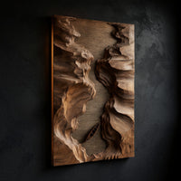 Hand-Carved Slot Canyon Wall Sculpture With a Lone Canoe, view 2 — view 2