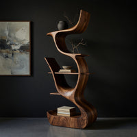 Sculpted S-Curve Bookshelf in Solid Walnut, view 2