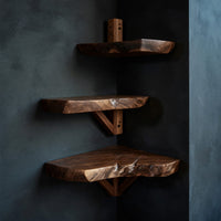 Solid Wood Natural Wood Floating Shelves Farmhouse Solid Corner Shelf Bedroom, II, view 2