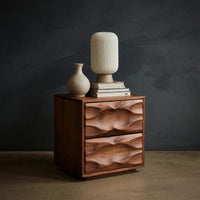Solid Wood Nightstand With Sculpted Drawer Fronts Bedroom, view 2