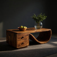 Halfmoon Drawer Coffee Table in Solid Hardwood, view 2