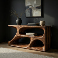 Sculpted Loop Console Table in Solid Hardwood, view 2