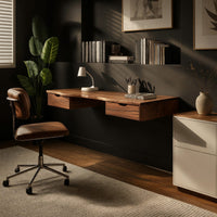 Wall-Hung Floating Desk with a Live Edge Front, view 2