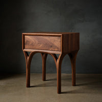 Solid Wood Nightstand Arch Leg With Drawer Bedroom, view 2