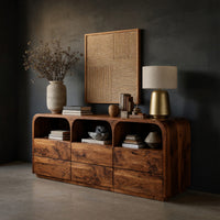 Solid Wood Sideboard With Curved Corners Living Room, view 2