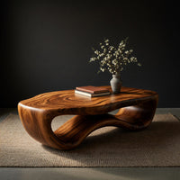 Freeform Loop Coffee Table with a Sculpted Wave Body, view 2