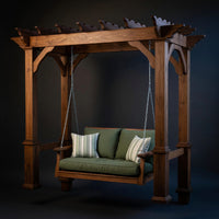 Solid Wood Porch Swing Rustic Pergola Bench Outdoor Garden Lounge, view 2