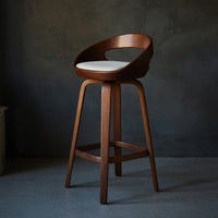 Solid Wood Bar Stool Curved Kitchen Island Counter Dining, view 2