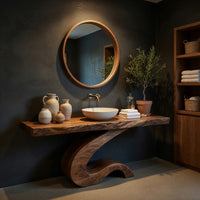 Solid Wood Bathroom Vanity Luxury With Organic S Curve Support, view 2