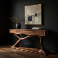 Console Table on a Curved Trestle Base, Solid Walnut, view 2