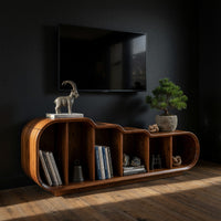 Stepped TV Console for a Reading and Media Wall, view 2
