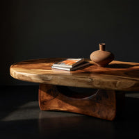 Stoneform Coffee Table with Live-Edge Wood Top, view 2
