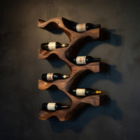Solid Wood Wine Rack Artistic Natural Modern Kitchen Wall, view 2