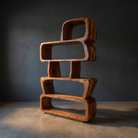 Mid Century Sculptural Bookshelf Storage Organizer For Home Office, view 2