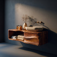 Solid Wood Bathroom Vanity Sculptural Modern, view 2