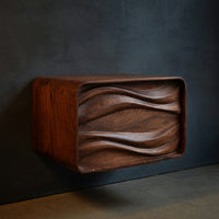 Solid Wood Nightstand Sculptural Floating Bedside Table Bedroom, view 2