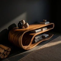 Driftfold Media Console, Carved from Solid Timber, view 2
