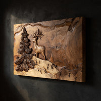 Standing Stag on a Live-Edge Slab, Wall Art Made to Order, view 2 — view 2