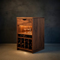 Solid Wood Bar Cabinet Wine With Bottle Shelves Drawer Kitchen, view 2
