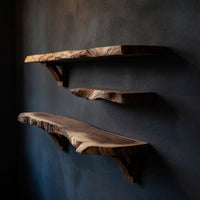 Solid Wood Natural Wood Floating Shelves Handcrafted Live Edge Shelf Christmas, view 2