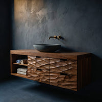 Solid Wood Bathroom Vanity Luxury Modern Japandi, view 2