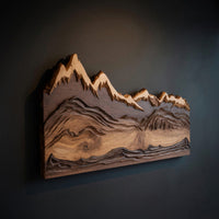 Solid Wood Headboard Mountain Carved Queen King Bed Rustic Bedroom, view 2