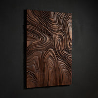 Chisel-Cut Contour Lines, Dark Walnut Relief Panel, view 2 — view 2