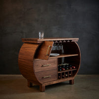 Solid Wood Bar Cabinet With Glass Holder Kitchen Island, view 2