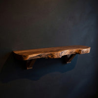 Solid Wood Natural Wood Floating Shelves Mid Century Live Edge Shelf, view 2