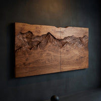 Solid Wood Headboard Rustic Mountain Relief Luxury Bedroom, view 2