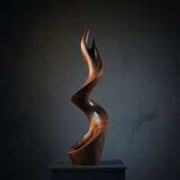 Solid Wood Sculpture Wall Art Rustic Large Twisted Spiral Floor Outdoor, view 2