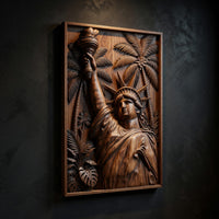 Chisel-Cut Liberty and Palms, Framed Wall Art Panel, view 2 — view 2