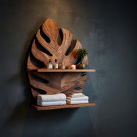 Solid Wood Corner Wall Bathroom Shelf Leaf, II, view 2