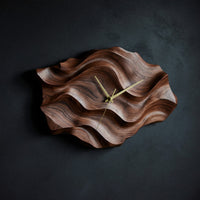 Solid Wood Clock Artistic Wall Wavy Design Living, view 2