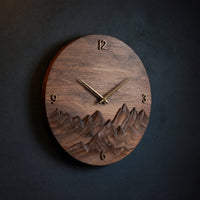 Solid Wood Clock Wall Mountain Landscape Living Room, view 2